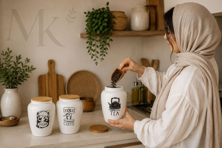 بانکه سرامیکی طرح خمره درب چوبی