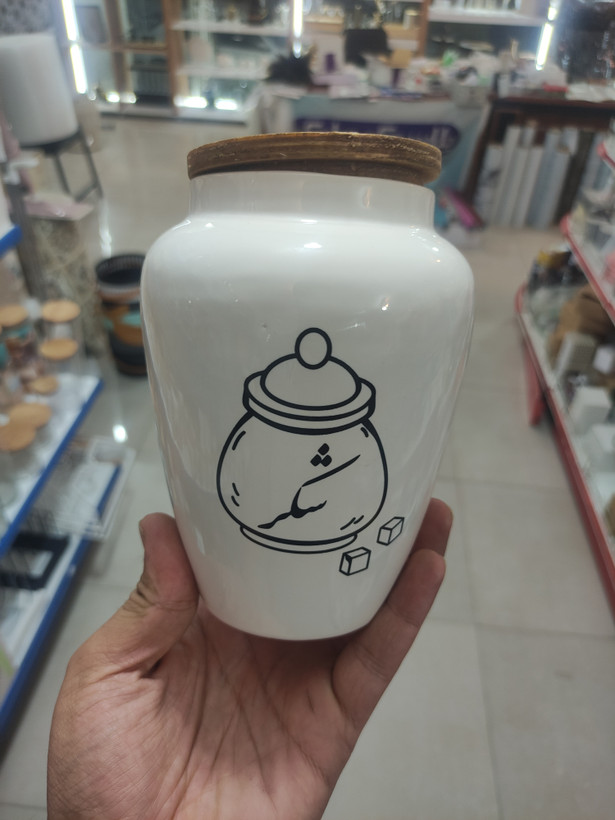 بانکه سرامیکی طرح خمره درب چوبی