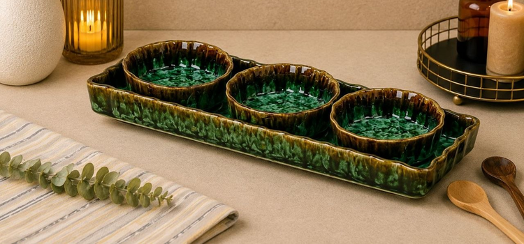 اردوخوری گرد بزرگ سرامیکی زمردی